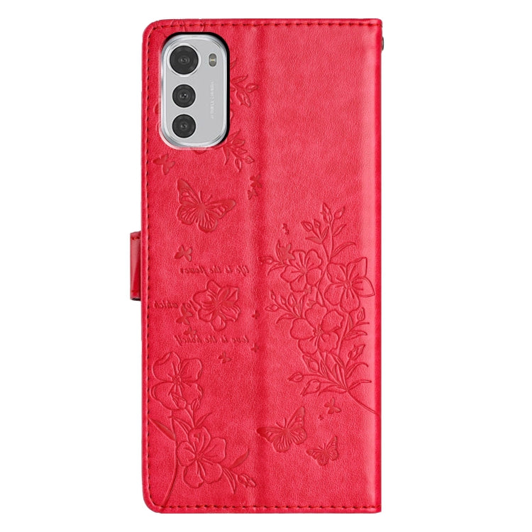 For Motorola Moto E32 Butterflies and Flowers Leather Phone Case