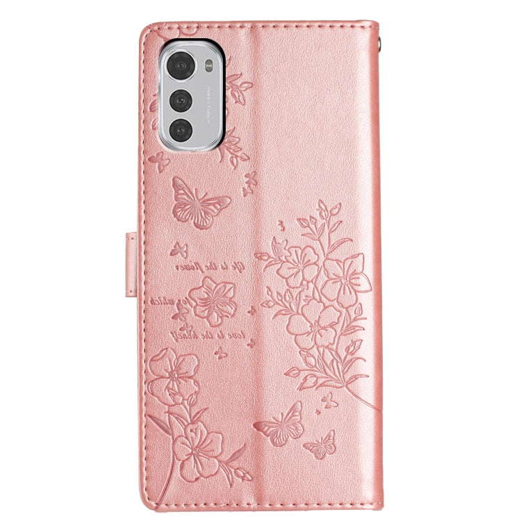 For Motorola Moto E32 Butterflies and Flowers Leather Phone Case