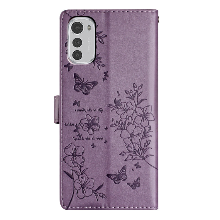 For Motorola Moto E32 Butterflies and Flowers Leather Phone Case