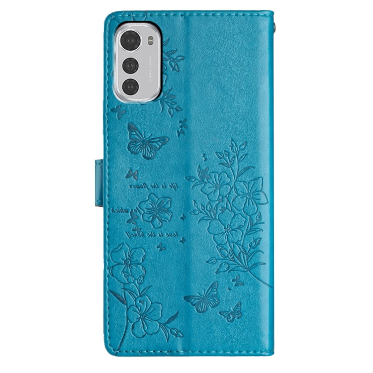 For Motorola Moto E32 Butterflies and Flowers Leather Phone Case
