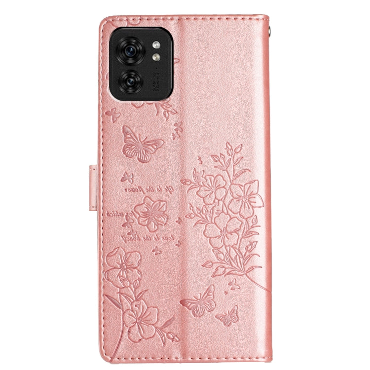 For Motorola Edge 40 Butterflies and Flowers Leather Phone Case