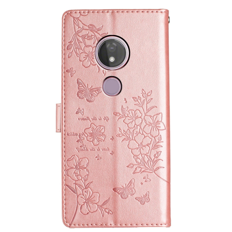 For Motorola Moto G7 Power Butterflies and Flowers Leather Phone Case