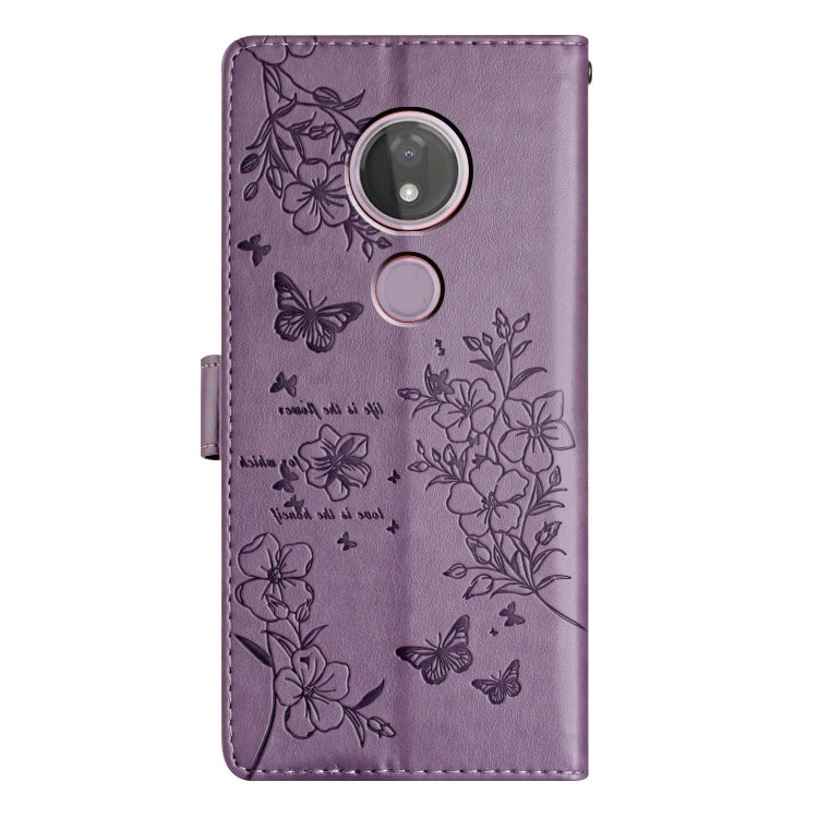 For Motorola Moto G7 Power Butterflies and Flowers Leather Phone Case