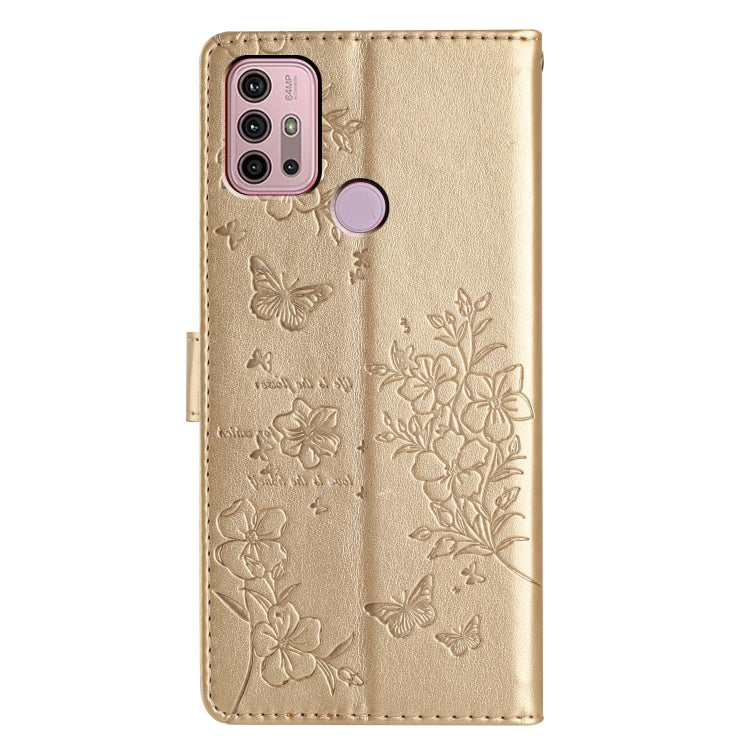 For Motorola Moto G30 Butterflies and Flowers Leather Phone Case