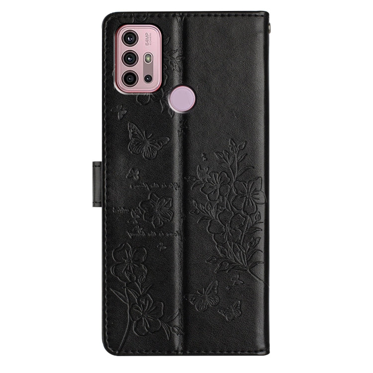 For Motorola Moto G30 Butterflies and Flowers Leather Phone Case