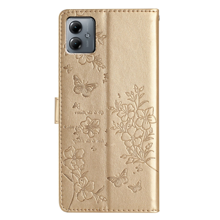 For Motorola Moto G14 Butterflies and Flowers Leather Phone Case