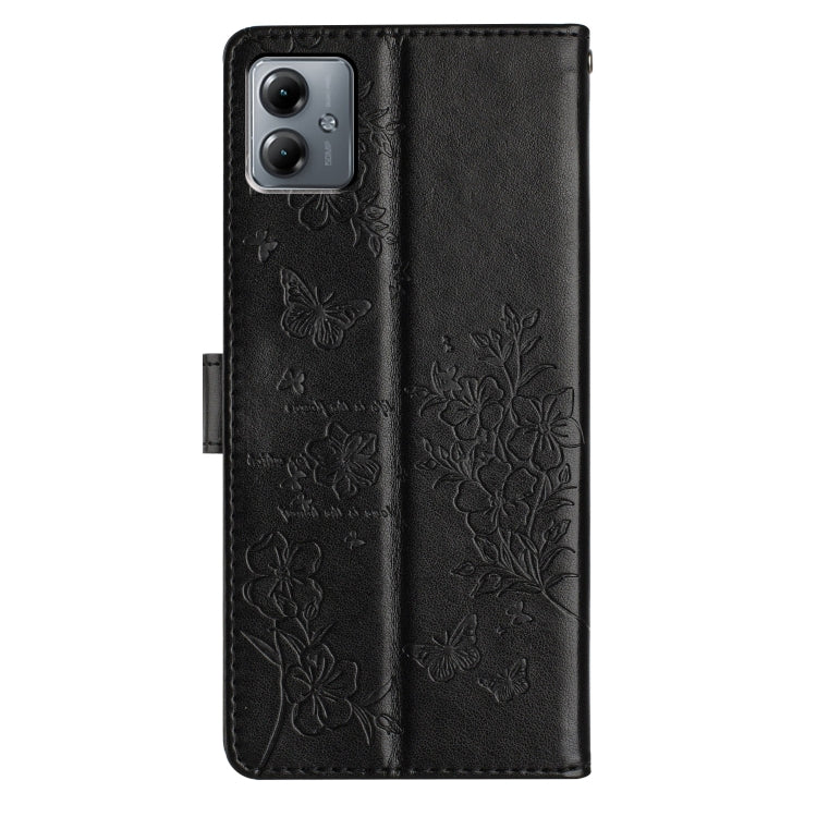 For Motorola Moto G14 Butterflies and Flowers Leather Phone Case