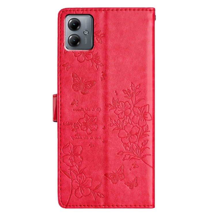 For Motorola Moto G14 Butterflies and Flowers Leather Phone Case