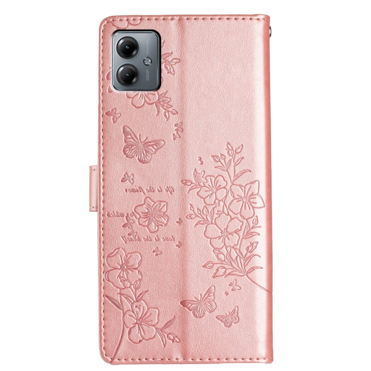 For Motorola Moto G14 Butterflies and Flowers Leather Phone Case