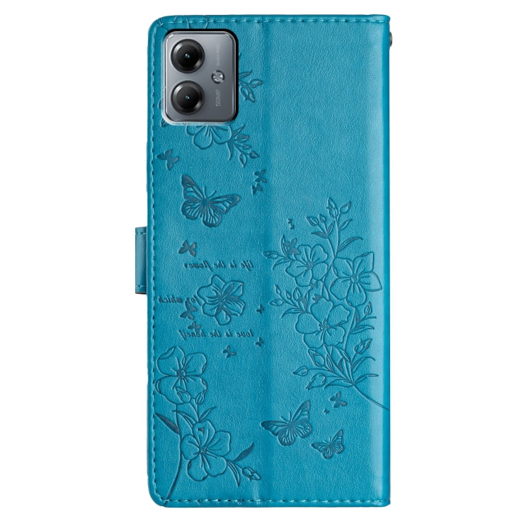 For Motorola Moto G14 Butterflies and Flowers Leather Phone Case