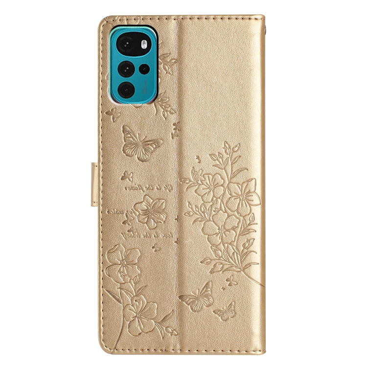 For Motorola Moto G22 Butterflies and Flowers Leather Phone Case