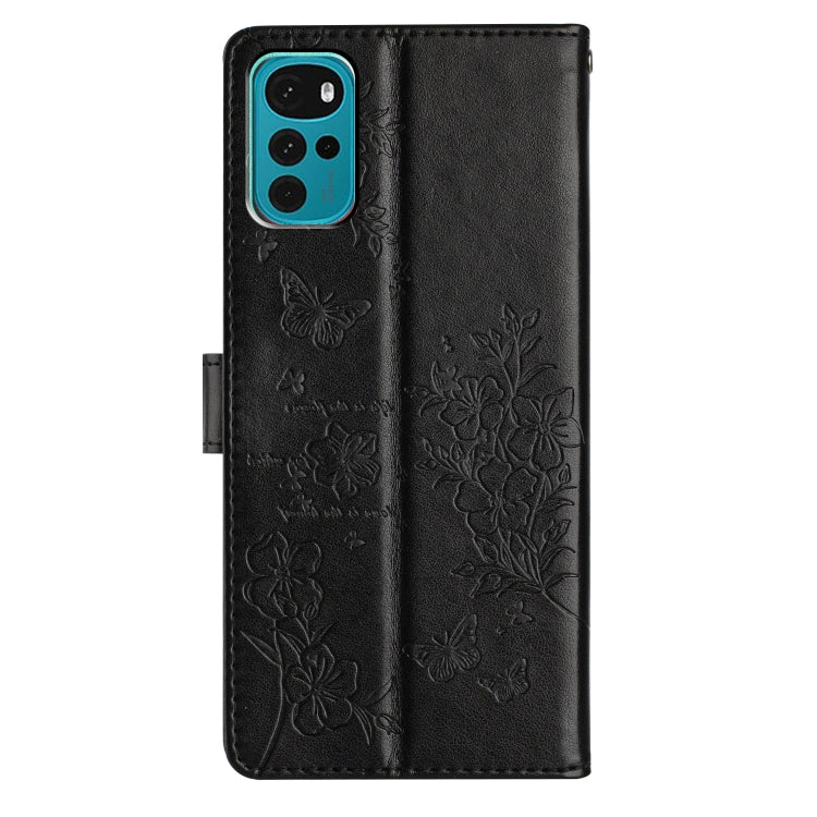 For Motorola Moto G22 Butterflies and Flowers Leather Phone Case