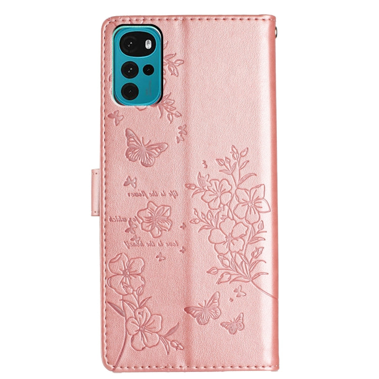 For Motorola Moto G22 Butterflies and Flowers Leather Phone Case