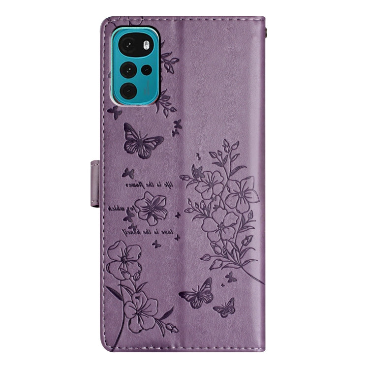 For Motorola Moto G22 Butterflies and Flowers Leather Phone Case