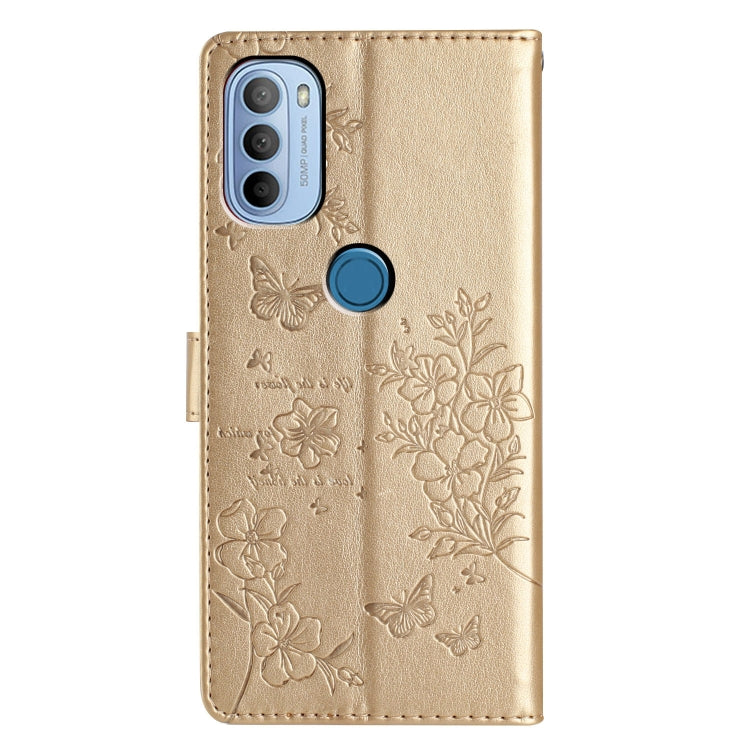 For Motorola Moto G31 / G41 Butterflies and Flowers Leather Phone Case