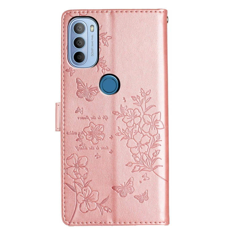 For Motorola Moto G31 / G41 Butterflies and Flowers Leather Phone Case