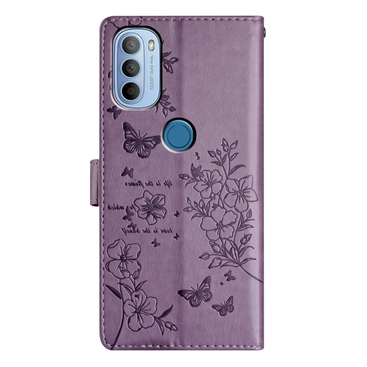 For Motorola Moto G31 / G41 Butterflies and Flowers Leather Phone Case