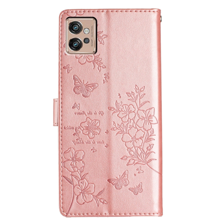 For Motorola Moto G32 Butterflies and Flowers Leather Phone Case