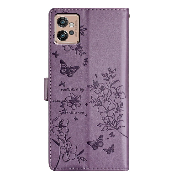 For Motorola Moto G32 Butterflies and Flowers Leather Phone Case