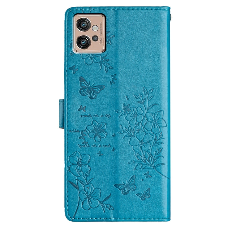 For Motorola Moto G32 Butterflies and Flowers Leather Phone Case