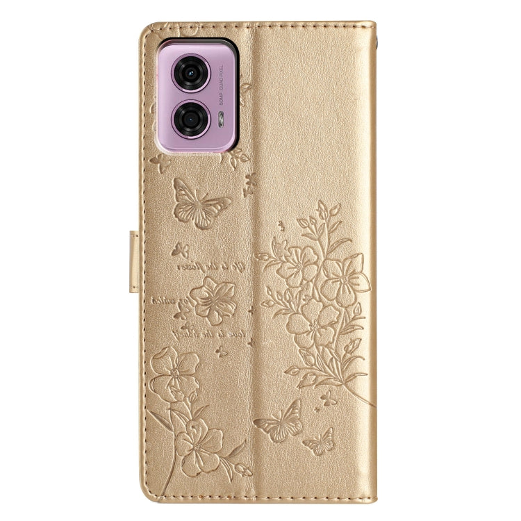 For Motorola Moto G34 Butterflies and Flowers Leather Phone Case