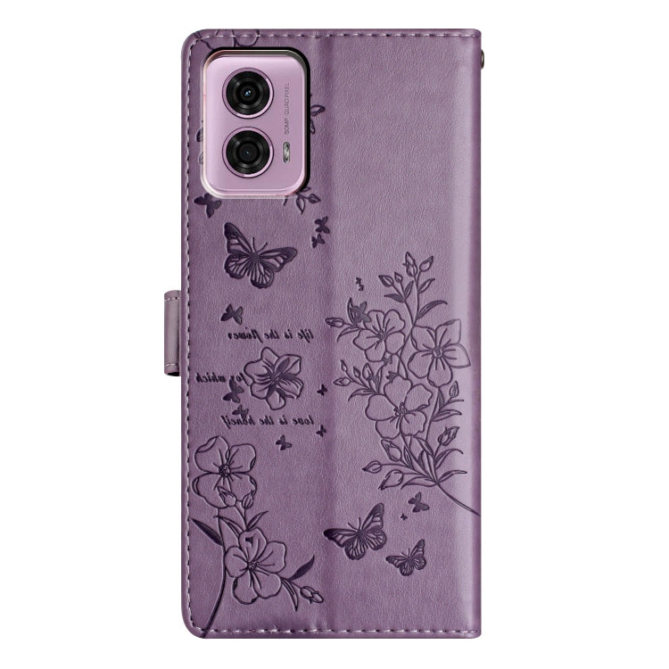 For Motorola Moto G34 Butterflies and Flowers Leather Phone Case