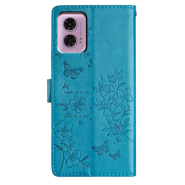 For Motorola Moto G34 Butterflies and Flowers Leather Phone Case