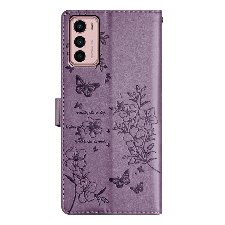 For Motorola Moto G42 Butterflies and Flowers Leather Phone Case