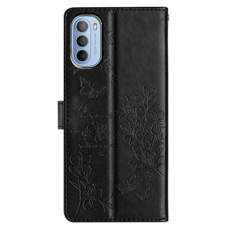For Motorola Moto G52 Butterflies and Flowers Leather Phone Case