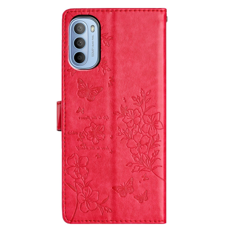 For Motorola Moto G52 Butterflies and Flowers Leather Phone Case