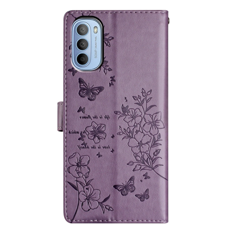 For Motorola Moto G52 Butterflies and Flowers Leather Phone Case