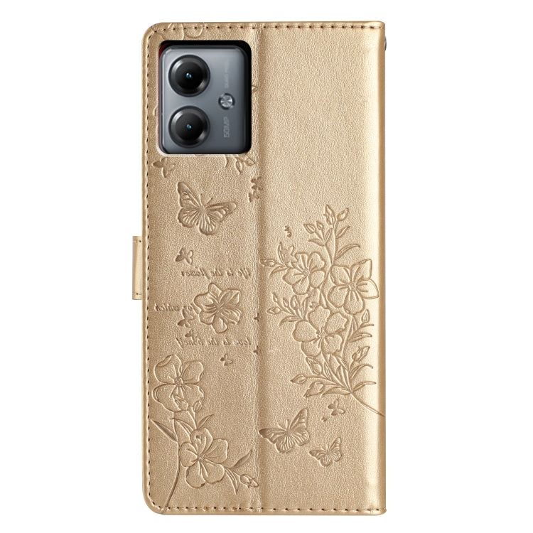 For Motorola Moto G54 Butterflies and Flowers Leather Phone Case