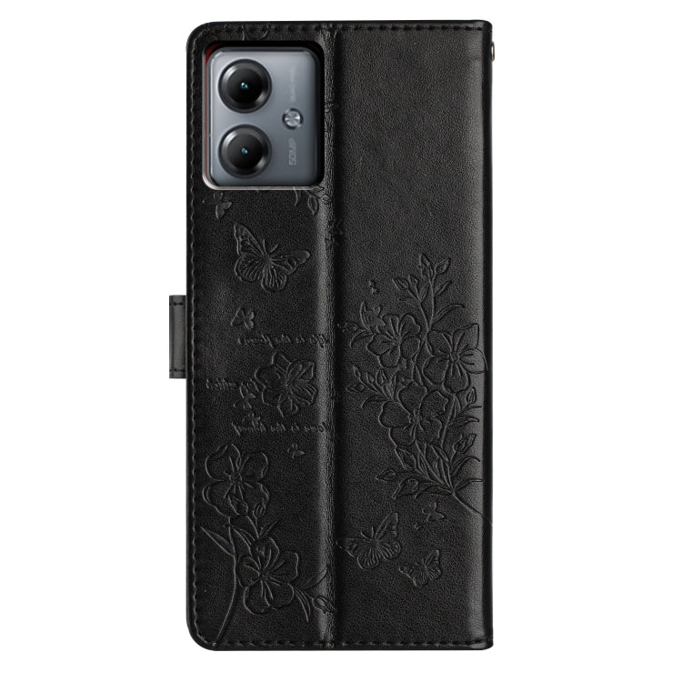 For Motorola Moto G54 Butterflies and Flowers Leather Phone Case