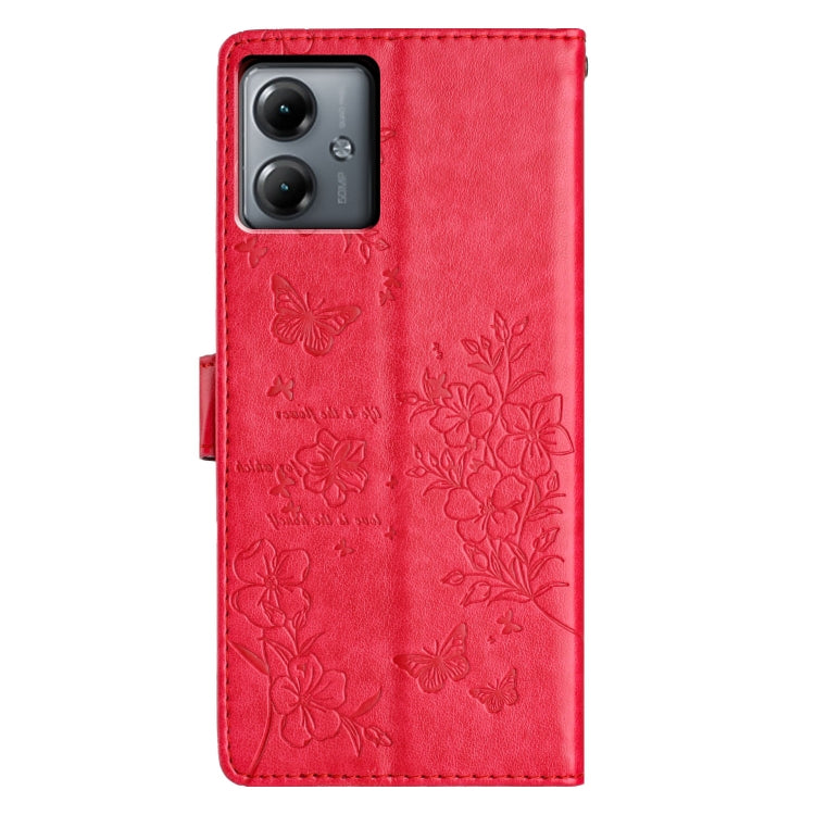 For Motorola Moto G54 Butterflies and Flowers Leather Phone Case