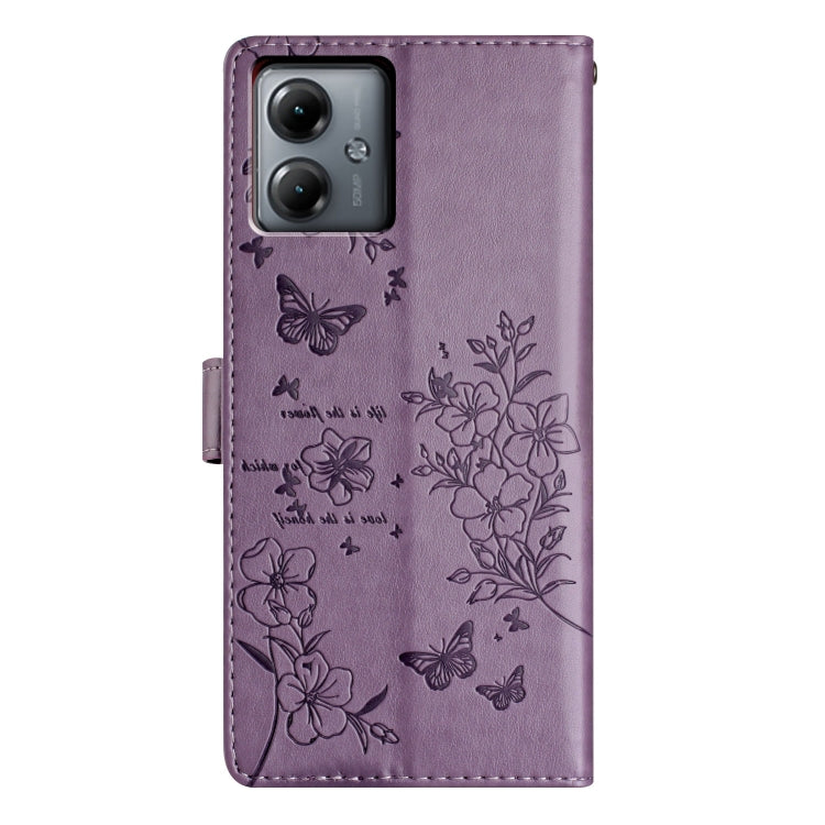 For Motorola Moto G54 Butterflies and Flowers Leather Phone Case
