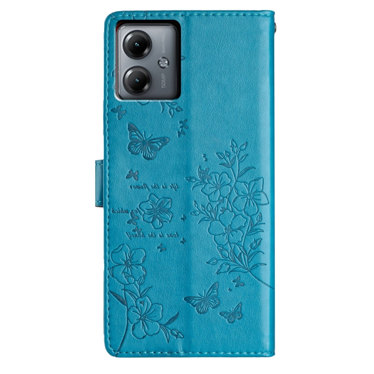 For Motorola Moto G54 Butterflies and Flowers Leather Phone Case