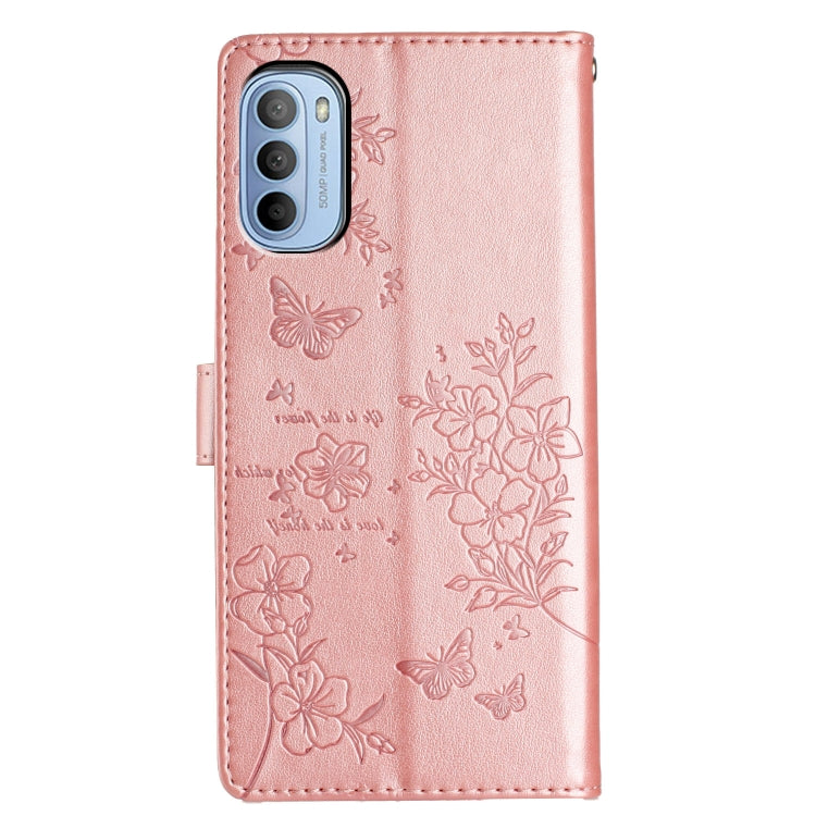 For Motorola Moto G62 5G Butterflies and Flowers Leather Phone Case