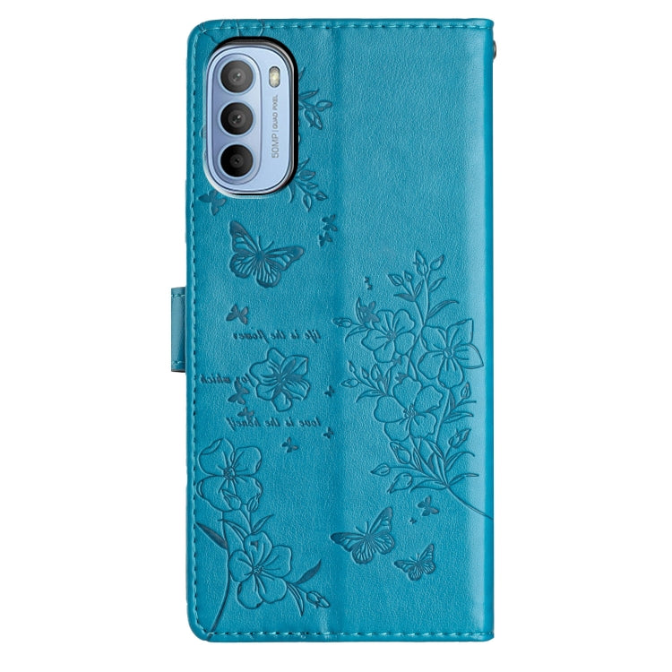 For Motorola Moto G62 5G Butterflies and Flowers Leather Phone Case