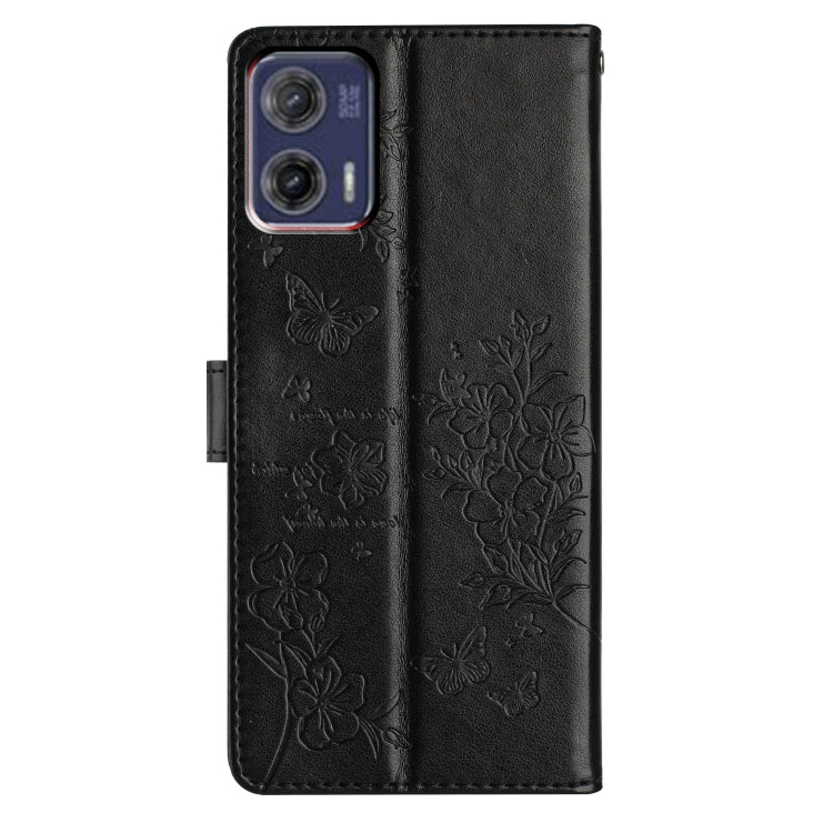 For Motorola Moto G73 Butterflies and Flowers Leather Phone Case