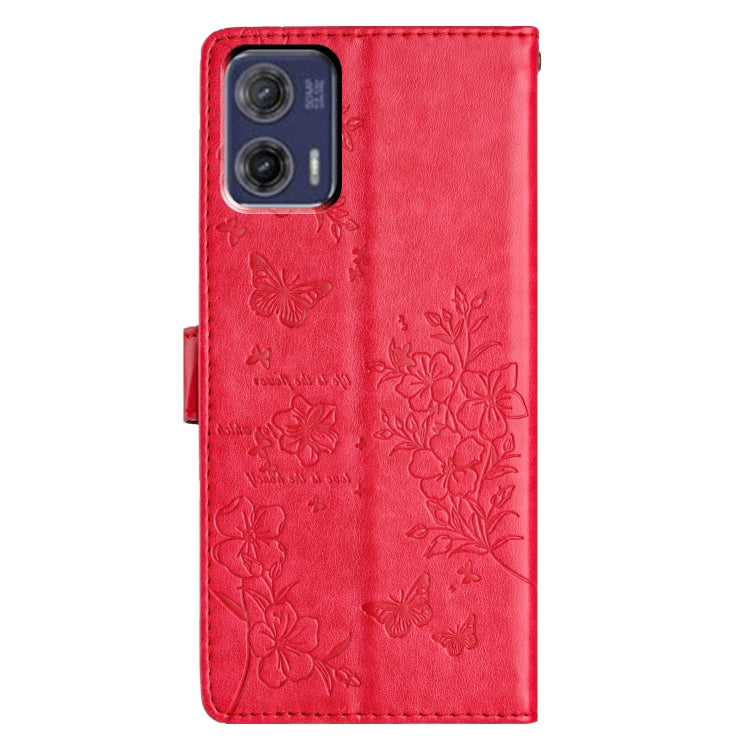 For Motorola Moto G73 Butterflies and Flowers Leather Phone Case