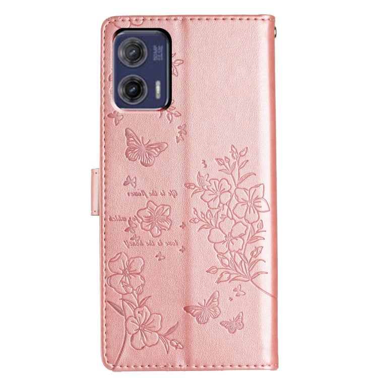 For Motorola Moto G73 Butterflies and Flowers Leather Phone Case