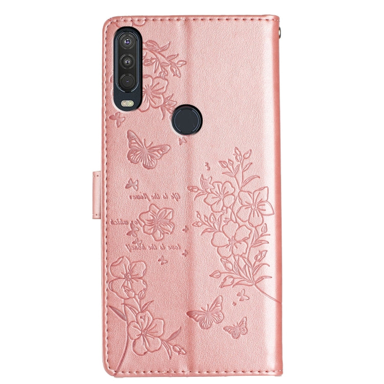 For Motorola One Action Butterflies and Flowers Leather Phone Case