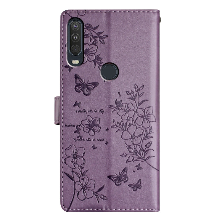 For Motorola One Action Butterflies and Flowers Leather Phone Case
