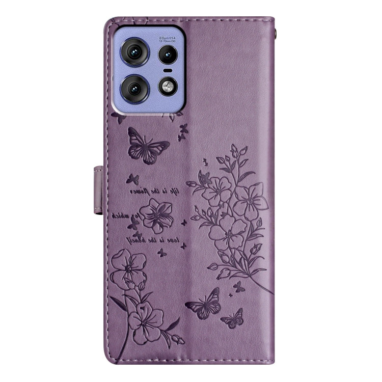 For Motorola Edge 50 Pro Butterflies and Flowers Leather Phone Case