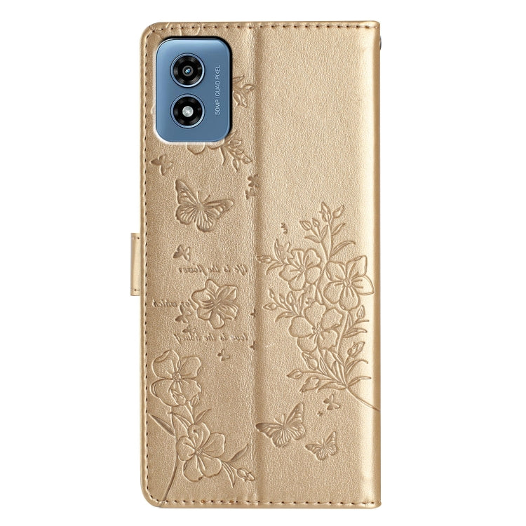 For Motorola Moto G Play 5G 2024 Butterflies and Flowers Leather Phone Case