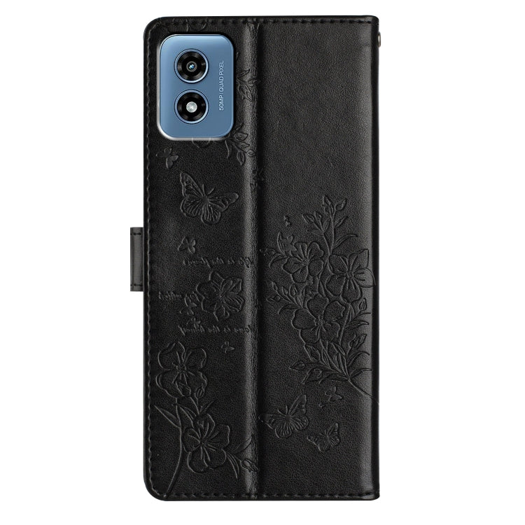 For Motorola Moto G Play 5G 2024 Butterflies and Flowers Leather Phone Case