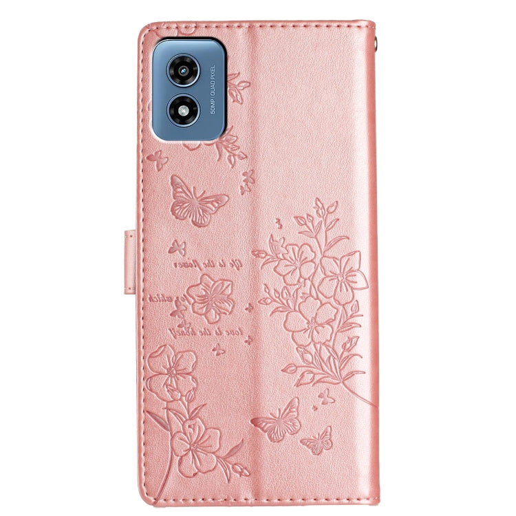For Motorola Moto G Play 5G 2024 Butterflies and Flowers Leather Phone Case