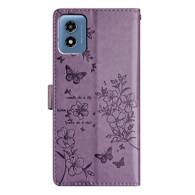 For Motorola Moto G Play 5G 2024 Butterflies and Flowers Leather Phone Case