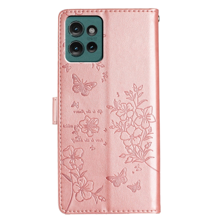 For Motorola Edge 50 5G Butterflies and Flowers Leather Phone Case