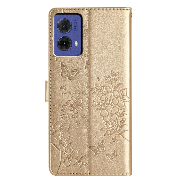 For Motorola Moto G85 Butterflies and Flowers Leather Phone Case